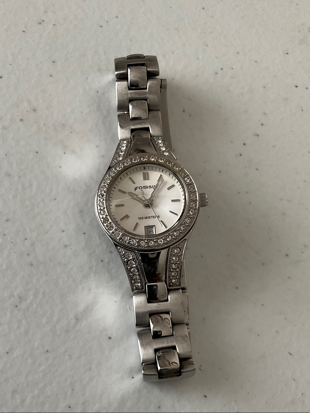 Fossil Women's Silver-tone Crystal Bracelet Watch